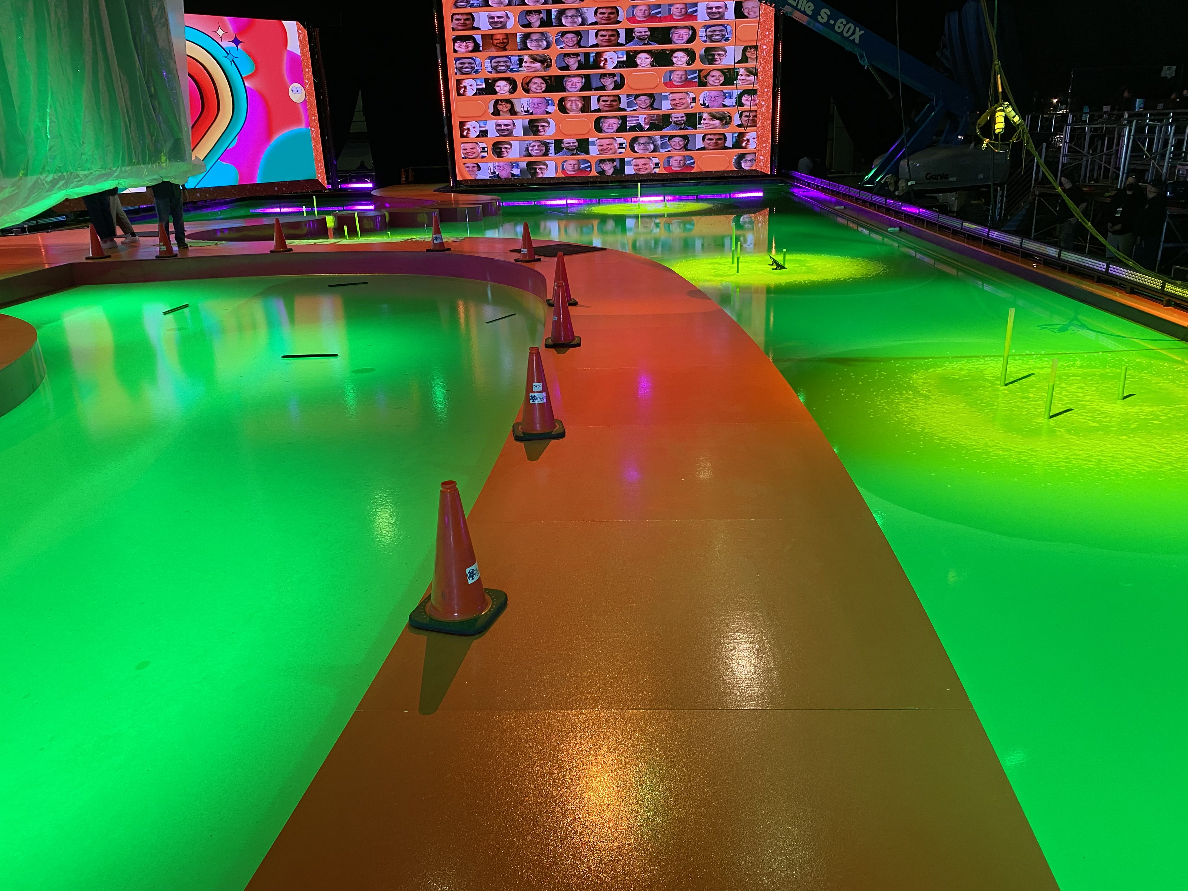 River of flowing green slime creating an eerie effect